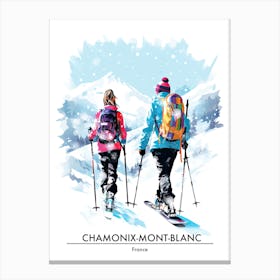 Chamonix Mont Blanc   France, Ski Resort Poster Illustration 7 Canvas Print