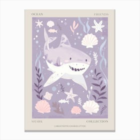 Purple Largetooth Cookiecutter Shark Illustration 3 Poster Canvas Print