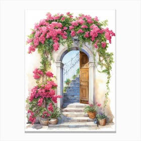 Ancona, Italy   Mediterranean Doors Watercolour Painting 3 Canvas Print