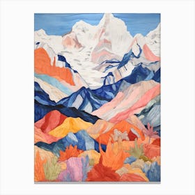 Kangchenjun India And Nepal 2 Colourful Mountain Illustration Canvas Print