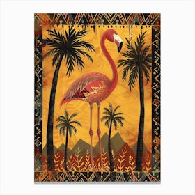 Greater Flamingo And Palm Trees Boho Print 3 Canvas Print