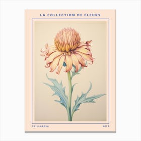 Gaillardia 2 French Flower Botanical Poster Canvas Print
