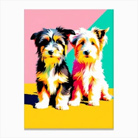 Bearded Collie Pups, This Contemporary art brings POP Art and Flat Vector Art Together, Colorful Art, Animal Art, Home Decor, Kids Room Decor, Puppy Bank - 160th Canvas Print