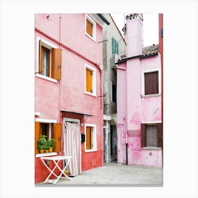Pink Burano Courtyard Canvas Print
