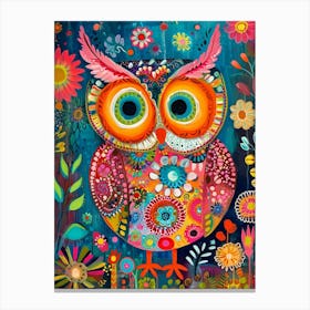 Kitsch Colourful Owl Pattern Canvas Print