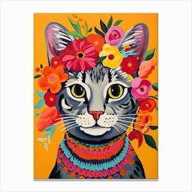 Egyptian Cat With A Flower Crown Painting Matisse Style 2 Canvas Print