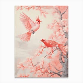 Vintage Japanese Inspired Bird Print Cardinal 2 Canvas Print