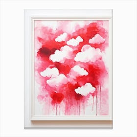 Abstract Acrylic Illustration Of Voluminous Clouds Symbolizing Love With Splashes Of Bright Red Re (3) Canvas Print