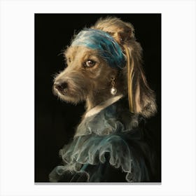 Dog With Pearl Earring Canvas Print