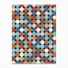 Polka Dots in Terracotta and Blue Canvas Print