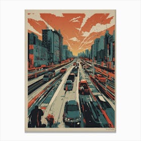 City At Sunset Canvas Print