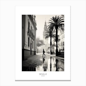 Poster Of Seville, Spain, Black And White Analogue Photography 2 Canvas Print