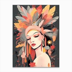 bohemian woman with feathers Canvas Print