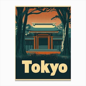 Aihrgdesign A Retro Travel Poster For Tokyo 2 Canvas Print