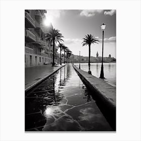 Sliema, Malta, Mediterranean Black And White Photography Analogue 3 Canvas Print