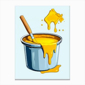 Cartoon Yellow Color Paint In A Paint Bucket Painting With Paint Canvas Print