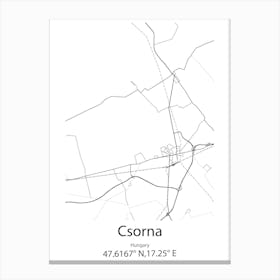 Csorna,Hungary Minimalist Map Canvas Print