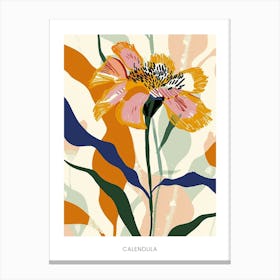 Colourful Flower Illustration Poster Calendula 4 Canvas Print