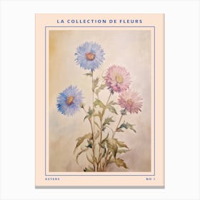 Aster French Flower Botanical Poster Canvas Print