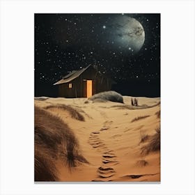 Cabin in the style of cosmic surrealism Canvas Print