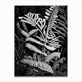 Marsh Fern Linocut Canvas Print