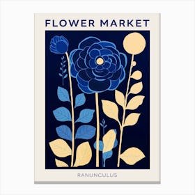 Blue Flower Market Poster Ranunculus 1 Canvas Print