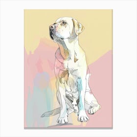 Pastel Labrador Dog Watercolour Line Illustration 4 Canvas Print