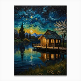 Starry Night Cabin Canvas Print