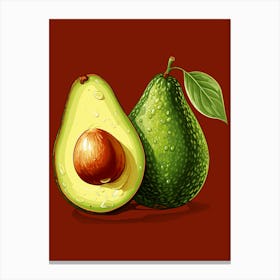 Avocados On A Red Background Canvas Print