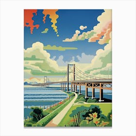 Oresun Bridge, Sweden Colourful 2 Canvas Print