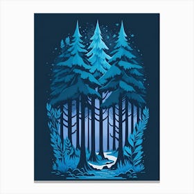 A Fantasy Forest At Night In Blue Theme 51 Canvas Print