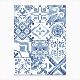 Blue And White Tile Canvas Print
