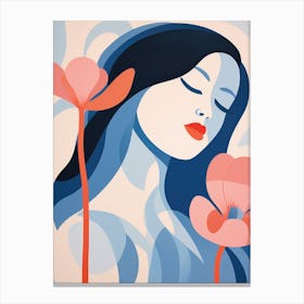 Pastel woman and flower Canvas Print