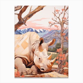 Patchwork Rhino With The Trees 4 Canvas Print
