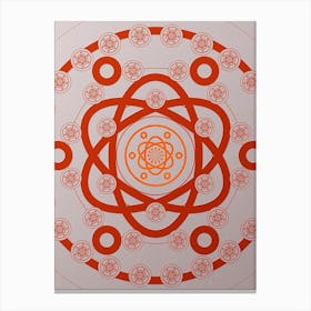 Geometric Abstract Glyph Circle Array in Tomato Red n.0049 Canvas Print