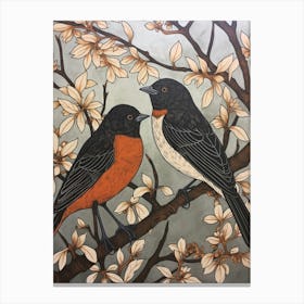 Art Nouveau Birds Poster Blackbird 4 Canvas Print