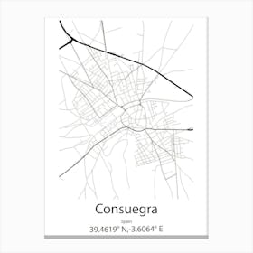 Consuegra,Spain Minimalist Map Canvas Print