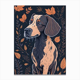 Floral Dog Portrait Boho Minimalism (21) Canvas Print