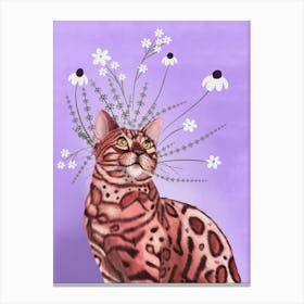 Whiskered Bloom - Fantasy Cat Portrait Canvas Print