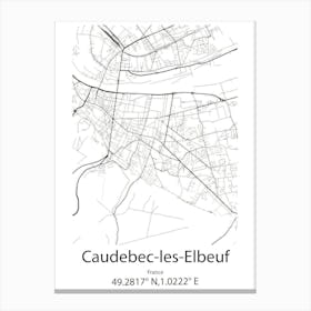 Caudebec Les Elbeuf,France Minimalist Map Canvas Print