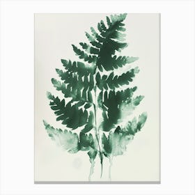 Green Ink Painting Of A Soft Shield Fern 1 Canvas Print