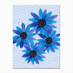 Floral Polka Dot Center Navy Canvas Print