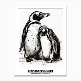 Penguin Snuggling With Their Mate Poster 2 Canvas Print