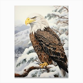 Winter Bird Painting Bald Eagle 1 Canvas Print