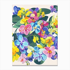 Orchids Modern Colourful Flower Canvas Print