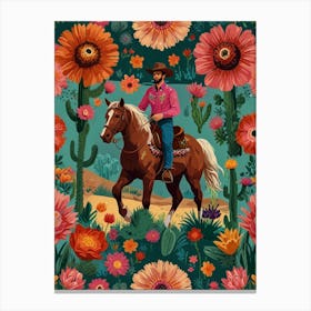 Cowboy On Horseback 3 Canvas Print