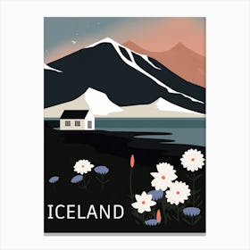 Iceland, Minimalism Retro Travel Poster Canvas Print