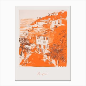 Capri Italy Orange Drawing Poster Canvas Print