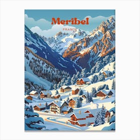 Meribel France Ski Resort Digital Travel Illustration Canvas Print