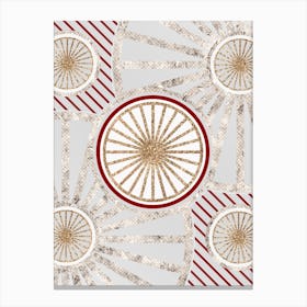 Geometric Abstract Glyph in Festive Gold Silver and Red n.0071 Canvas Print